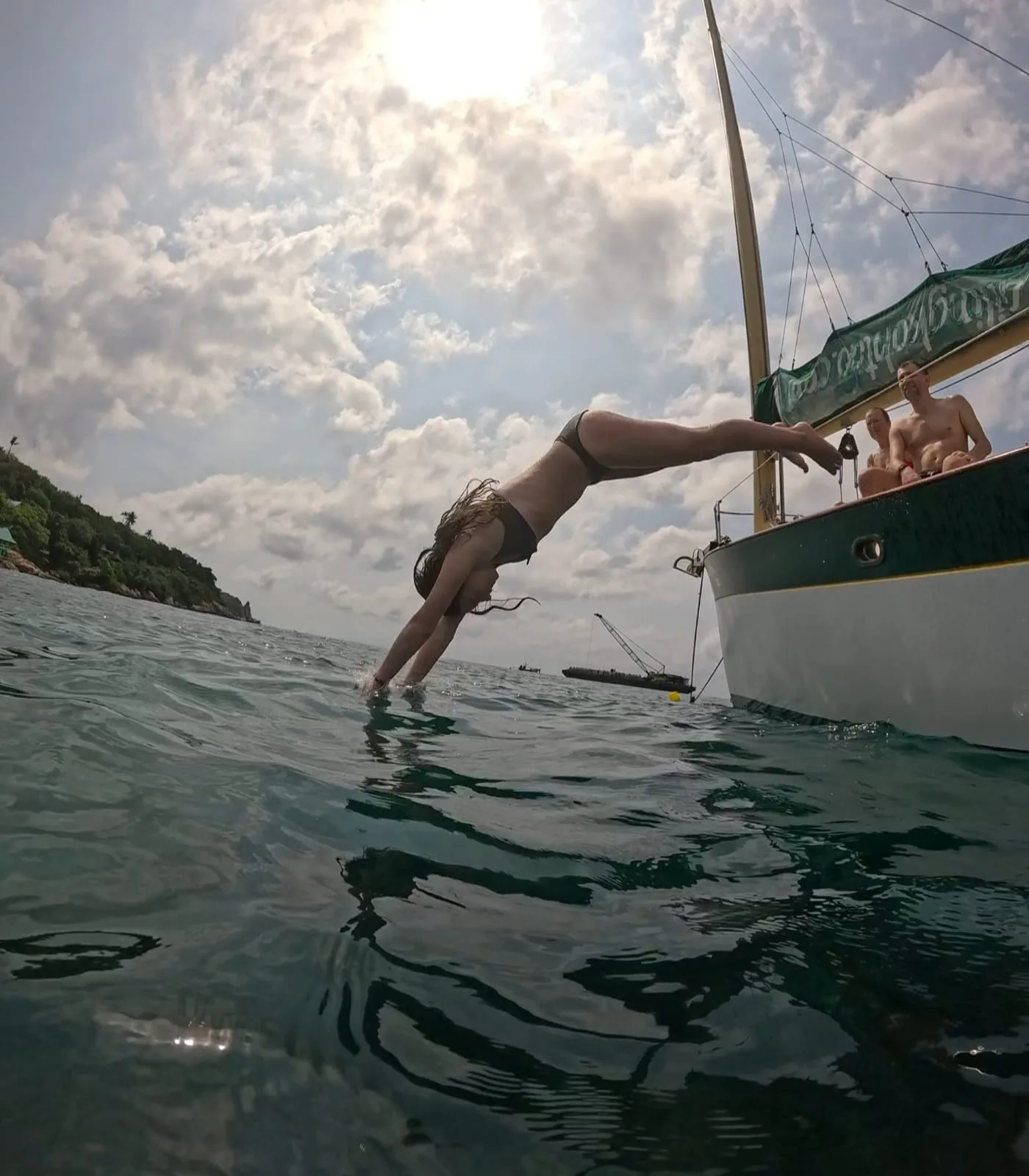 Diving from our sailboat on an Island Cruise