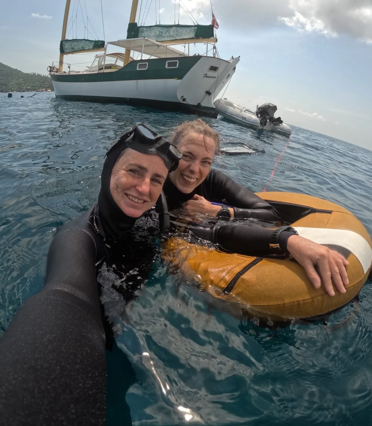 A happy freediver after her Orenda Freediving Course off the Sailboat.